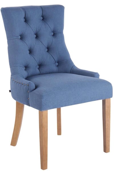 CLP Aberdeen Eetkamerstoel - Zonder armleuning - Hout - Stof - blauw antiek licht