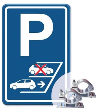 Parkeerbord Achteruit inparkeren - blauw - Weerbestendig Aluminium - 40x60 cm - Bevestiging: Met paalbeugels Ø48mm