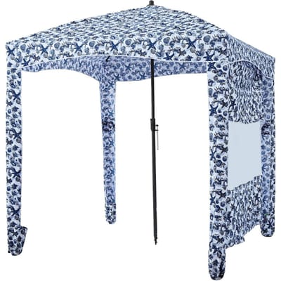 Cabane de plage, 1,83 x 1,83 m Tonnelle de plage avec paroi latérale, Protection UPF 50+ Tente cabane facile à monter avec poches à sable, Grande protection portable d'extérieur,