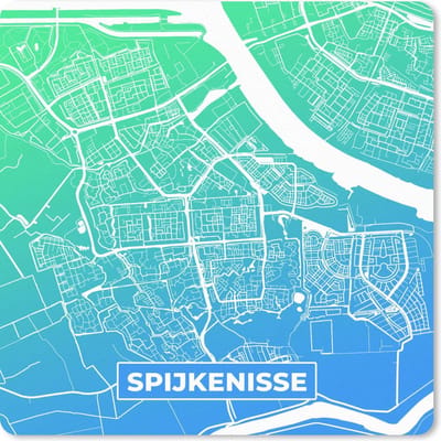 Muismat 20x20 cm - Mousepad Stadskaart - Spijkenisse - Blauw - Muismatten