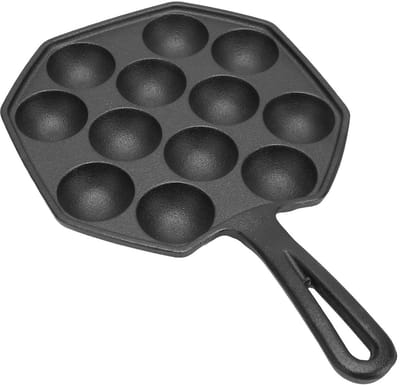 Vleesbal Pan - Keuken Pan - Ontbijt Maken - 12 Vormen - 18 cm Diameter - Zwart