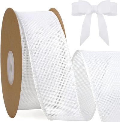 4 cm jute lint met draad wit: cadeaulint voor strikken 10 m lint voor het knutselen jute decoratielint voor bruiloft communie wit