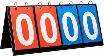 QTTVBTNA - Scorebord Teller - 4 Cijfers - Scorebord voor Sport Wedstrijden - Handmatig Telbord voor Tafeltennis, Basketbal en Volleybal - 31x11x15 cm