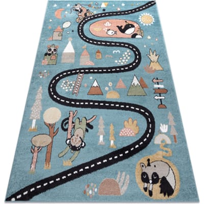 Kleden Rugsx Tapijt FUN Route voor kinderen, straat, dieren 80x150 cm