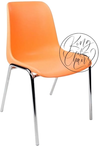 Kantinestoel Helene Oranje - verchroomd onderstel kantinestoel stapelstoel kuipstoel vergaderstoel tuinstoel kantine stoel stapel stoel tuin stoel kantinestoelen stapelstoelen kuipstoelen arenastoel schoolstoel bezoekersstoel Everardo