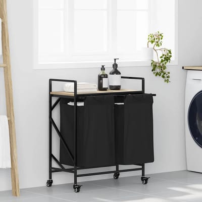 vidaXL - Wasmand - 2 - vakken - met - planken - sonoma - eikenkleurig