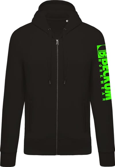 Beckum Workwear EBTR07 Hooded zip sweater met logo Zwart L