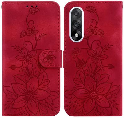 Coverup Hoesje - Geschikt voor OnePlus Nord 5 Hoesje - Coverup Bloemen Book Case - Rood