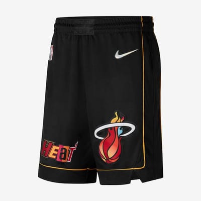 Nike Miami Heat City Edition Swingman Nike NBA-herenshorts met Dri-FIT - Short - Maat S - Zwart / Zwart - Miami Heat - Basketbal - Heren Short voor Mannen
