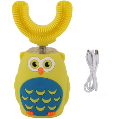 U-vormige elektrische tandenborstel Ultrasoon Automatisch USB-opladen Leuke Tandenborstel voor de hele mond voor kinderen geel