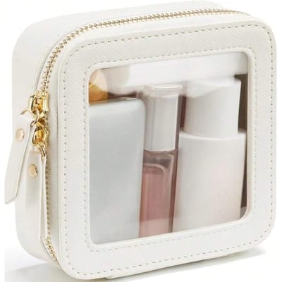 1 stuks Transparante Kleine Cosmetische Tas Voor Portemonnee Transparante Mini Make-up Tas Voor School Leuke Transparante Make-up Pouch Voor Reizen Zeer Kleine Lederen Witte Make-up White Small Transparent PU veelkleurig