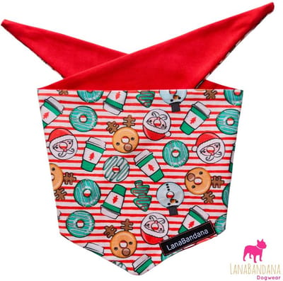 LanaBandana Dogwear | Winter | Kerst | X-Mas Donut | Knoopbandana | Hondenbandana | maat M