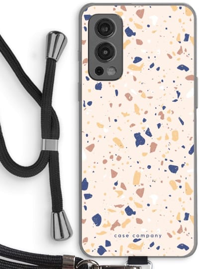 Case Company® - Hoesje met koord geschikt voor OnePlus Nord 2 5G hoesje met Koord - Terrazzo N°23 - Telefoonhoesje met Zwart Koord - Bescherming aan alle Kanten en Over de Schermrand
