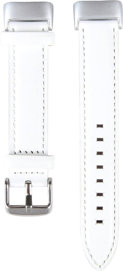 By Qubix - Compatible Fitbit bandje - Geschikt voor Fitbit Charge 5 - Fitbit Charge 6 bandje - Echt leer - Wit - Horlogeband - smartwatchbandje