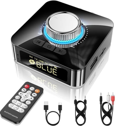 Ynkkvre - Bluetooth Audio Adapter - NFC-audio-ontvanger - Bluetooth 5.0-ontvanger/zender - Zender & Ontvanger 2-in-1 - Hi-Fi Geluidskwaliteit - Eenvoudige NFC-koppeling - Tot 8 uur speeltijd