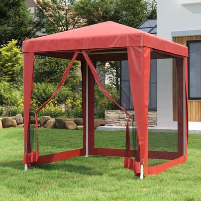 Partytent met zijwanden - Tuinpaviljoen Grilltent - Feestelijke Bijeenkomsten - Waterafstotend HDPE Materiaal - 2 x 2 Meter - Rood
