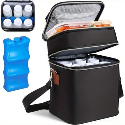 Dutchers.® Kolftas - Dubbel Geïsoleerd - Met Extra Opbergvak - 100% Lekvrij - Koeltas Borstvoeding - Kolftas Moedermelk - Koeltas Baby - Koeltas Kolf - Kolftas - Thermisch Geïsoleerd - Stijlvol & Praktisch - Gemakkelijk mee te nemen en op te bergen!