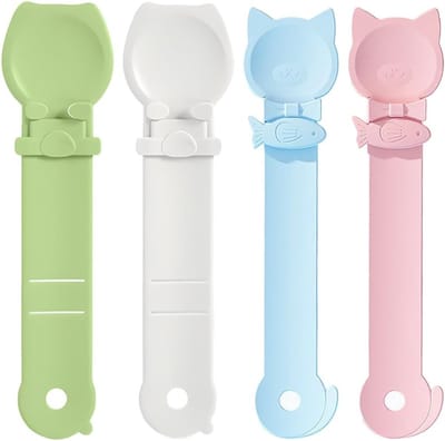 Multifunctionele kattentraktatie lepel set - 4 stuks kleurrijke dispenser voor natte snacks, ideaal voor katten en gemakkelijk in gebruik