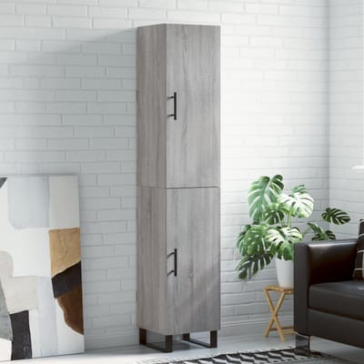 vidaXL - Hoge - kast - 34,5x34x180 - cm - bewerkt - hout - grijs - sonoma - eikenkleurig