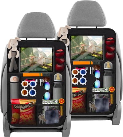 Auto Rugleuning Beschermer - Stoel Organizer - Auto Interieur Netjes - Waterdicht Oxford Materiaal - 2 Stuks 61x41cm - Zwart