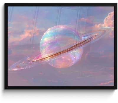 Poster in lijst - Fotolijst 70x50 cm - Posters - Planeet - Lucht - Wolken - Pasteltinten - Posterlijst zwart - Decoratie - Wanddecoratie woonkamer - Muurdecoratie slaapkamer