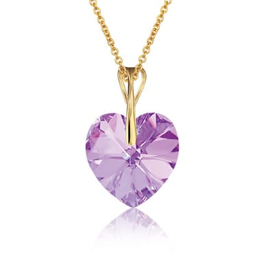 Montebello Ketting Pim HZ116 - Swarovski Hart - 925 Zilver Verguld - Ø14mm - 50cm