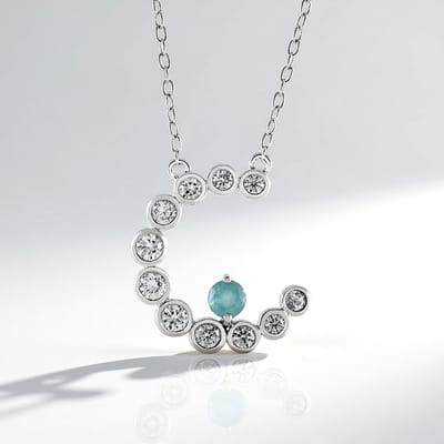 Cavill - Grandidieriet Ketting - 925 Zilver Platina Geplateerd - 0,253 ct Grandidieriet & 1,251 ct Zirkonen - Minimalistisch Elegant