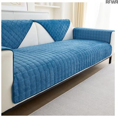 RFWR® Wasbare Zachte Flanellen Bankhoezen voor 1-, 2- en 3-zitsbanken - Slipvaste Meubelhoes in Blauw, 70 x 70 cm