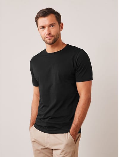 Next - Heren - Onmisbaar katoenen T-shirt met ronde hals en slanke pasvorm - Zwart