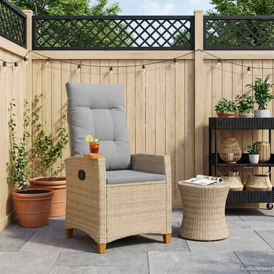 vidaXL - Verstelbare - stoel - met - theetafel - poly - rattan