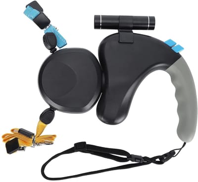Dailygoods - Intrekbare Dubbele Hondenriem met LED-lampje voor Twee Honden