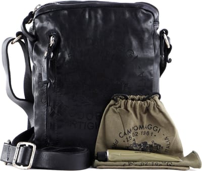CAMPOMAGGI Leren Schoudertas Marte Crossbody Small Nero Zwart