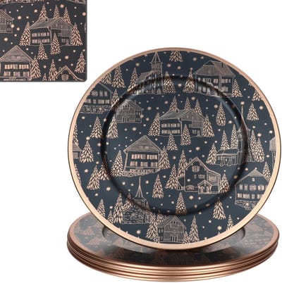 6-delig set borden CHALET Zwart-Koper 33cm van metaal – 23465769