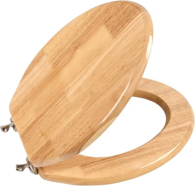 Toiletbril - WC bril - Badkamer renovatie - Massief rubberhout - 439 x 363 cm - Natuurlijk