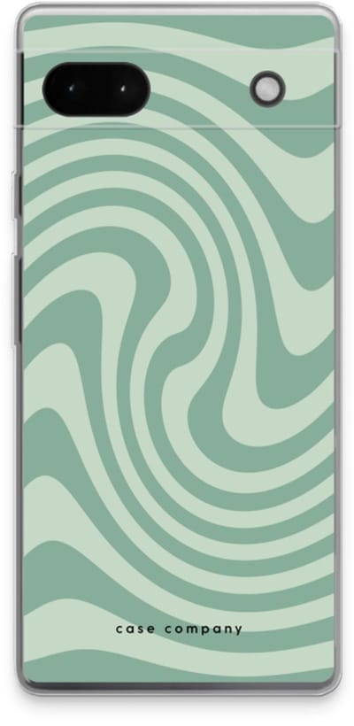 Case Company® - Hoesje geschikt voor Google Pixel 6a hoesje - Swirl Groen - Soft Cover Telefoonhoesje - Bescherming aan alle Kanten en Schermrand