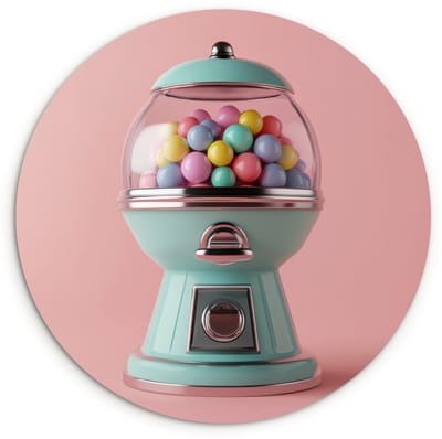 WallCircle® Wandcirkel 120x120 cm - Muurcirkel Kauwgom - Retro - Snoep - Roze - Muurdecoratie woonkamer - Wanddecoratie slaapkamer - Kamer decoratie accessoires - Ronde schilderijen XXL