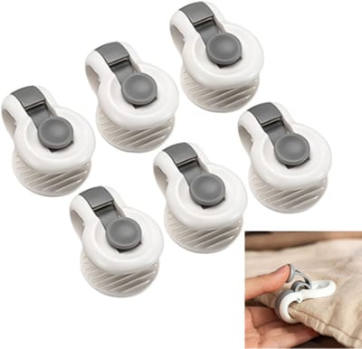 Dekbed Clips – 6 Stuks – Anti-Slip Dekbedhouders – Dekbed Knijpers - Clip Dekbedovertrek - Voorkomt Verschuiven van Dekbed in Overtrek – Onzichtbaar Onder Beddengoed – Wit / Grijs