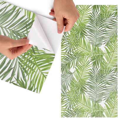 Tulup Meubelfolie - Tropische bladeren Decoratiefolie - 75x150 cm - Groente Meubelfolie - Wrapfolie Keuken - Tropisch Meubelfolie - Decoratiefolie - Tafeldecoratie - Bloemen en planten
