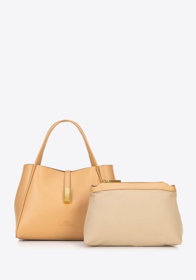 Wittchen - Leren Aktetas voor Dames - Beige - Afneembare Pouch - Stijlvolle en Functionele Schoudertas