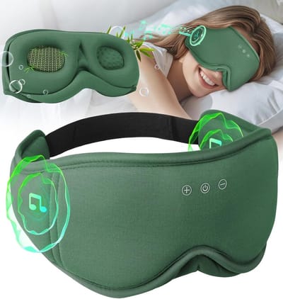 Bamboe Slaapmasker met Hoofdtelefoon en Bluetooth 5.4 | 3D Zero Pressure, 100% Donker en Ideaal voor Zijslaapsters, Reizen en Kantoor Naps