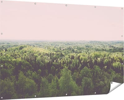 Gards Tuinposter Eindeloze Bos met Groene Bomen - 180x120 cm - Tuindoek - Tuindecoratie - Wanddecoratie buiten - Tuinschilderij
