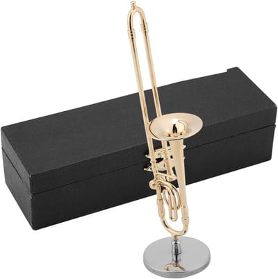 Muziekinstrument Model - Miniatuur Ornament - Decoratief Object - Met Geschenkdoos - 16 cm - Goud