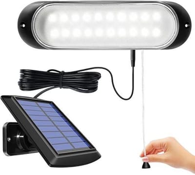 GELLDG Verlichting voor paden - Solarische lamp met verlengsnoer - 20 LED IP65 waterdicht - Geschikt voor tuin, garage en pad - Plastic - Afmetingen 23,3x6,6cm