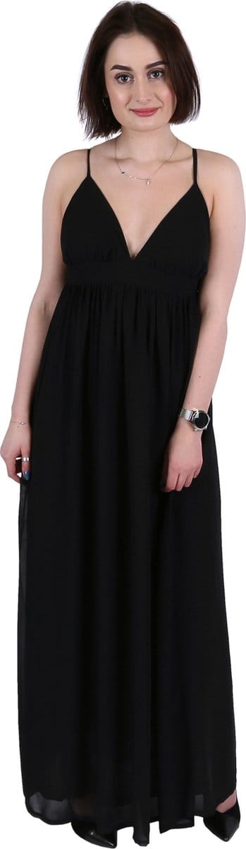 Zwarte STRAND maxi jurk, LUCHTIGE ZOMERJURK, lange BOHO met spaghettibandjes ASOS