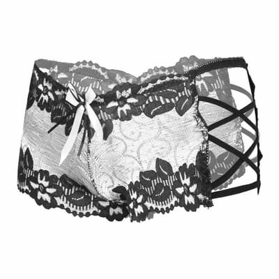 Sexy ondergoed - Sexy Lingerie - Kanten Ondergoed - Small - Small - Ondergoed met bandjes - Wit met zwart - Polyester - CHPN