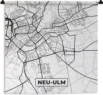 Wandkleed - Wanddoek - Neu-Ulm - Kaart - Stadskaart - Plattegrond - 180x180 cm - Wandtapijt