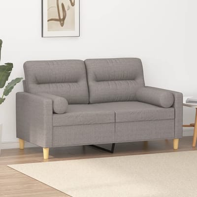 vidaXL - Tweezitsbank - met - sierkussens - 120 - cm - stof - taupe