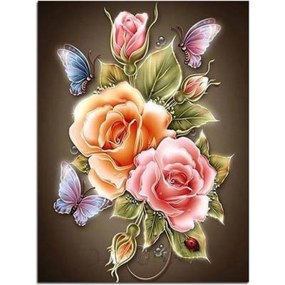 Bloemen Vlinder Roos Hars Volledige Diy Diamant Schilderij Diamant Mozaïek Kralenwerk Borduurwerk 20X30CM