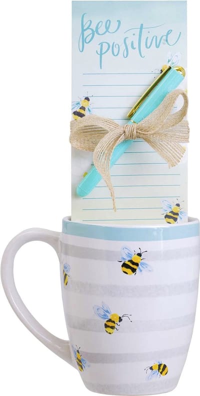Eccolo giftset - mok 580ml met notitieblok en pen - Bee Positive - EC-HC102B