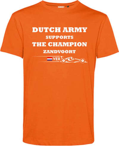 T-shirt Dutch Army Supports The Champion Zandvoort | Formule 1 fan | Max Verstappen / Red Bull racing supporter | Oranje | maat XS